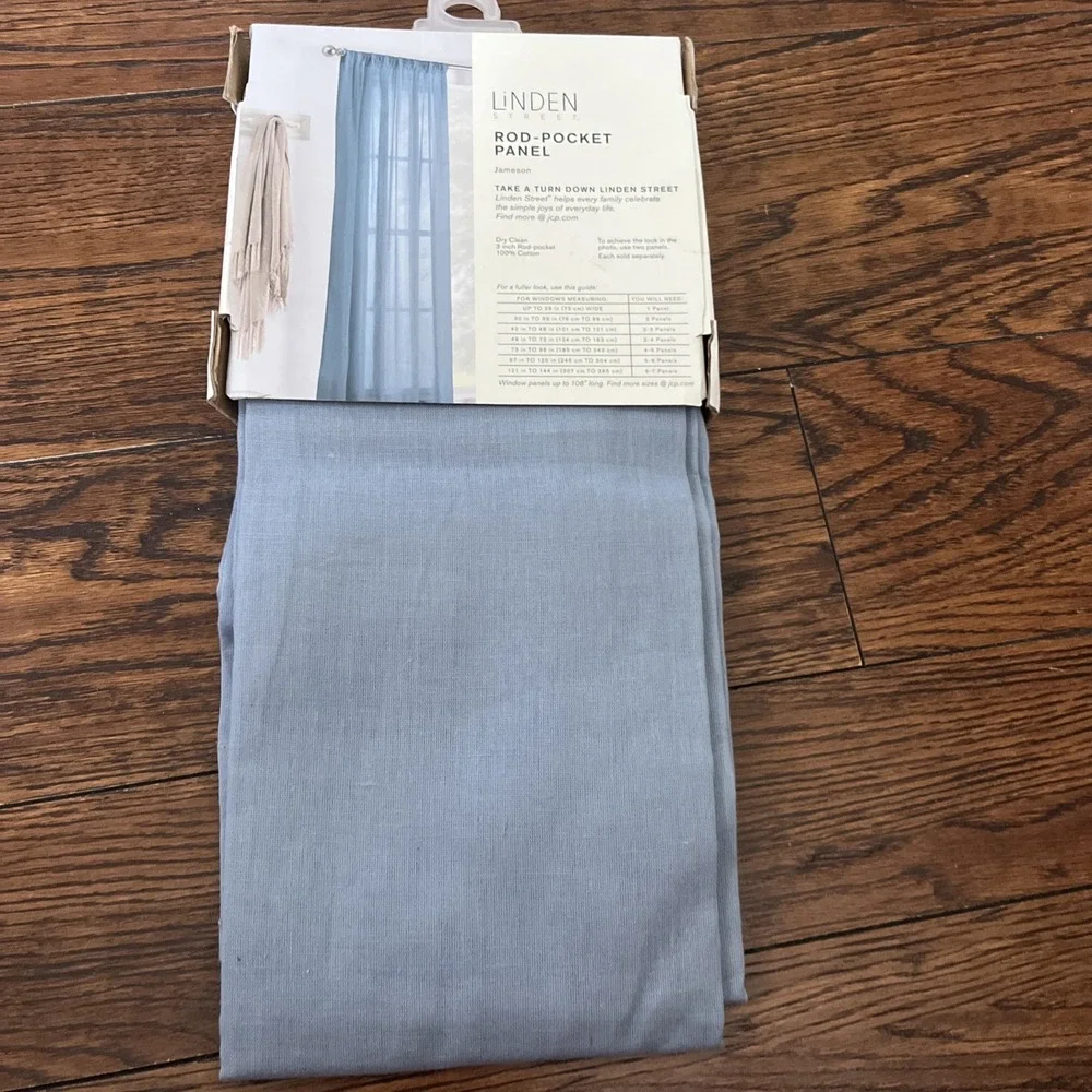 linden street rod pocket light indigo jameson cotton solid sheer 95